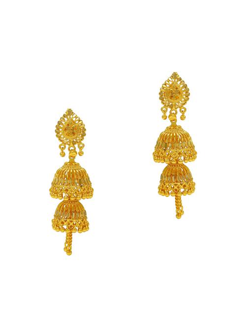 women gold jhumka earrings - 18534244 -  Standard Image - 0