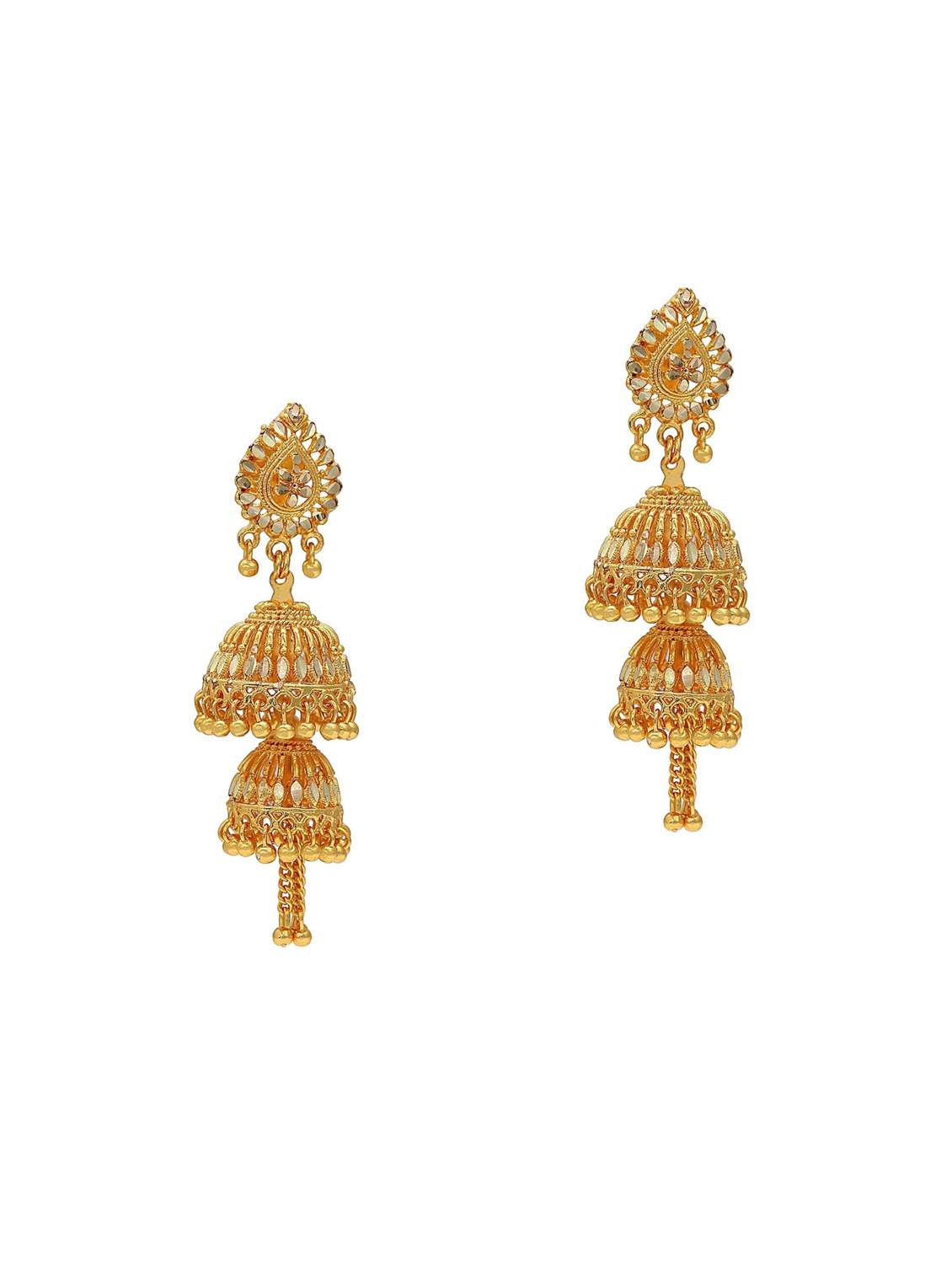 women gold jhumka earrings