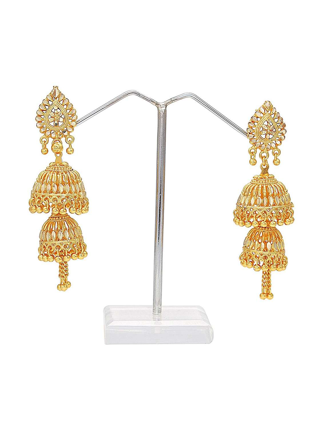 women gold jhumka earrings - 18534249 -  Standard Image - 2
