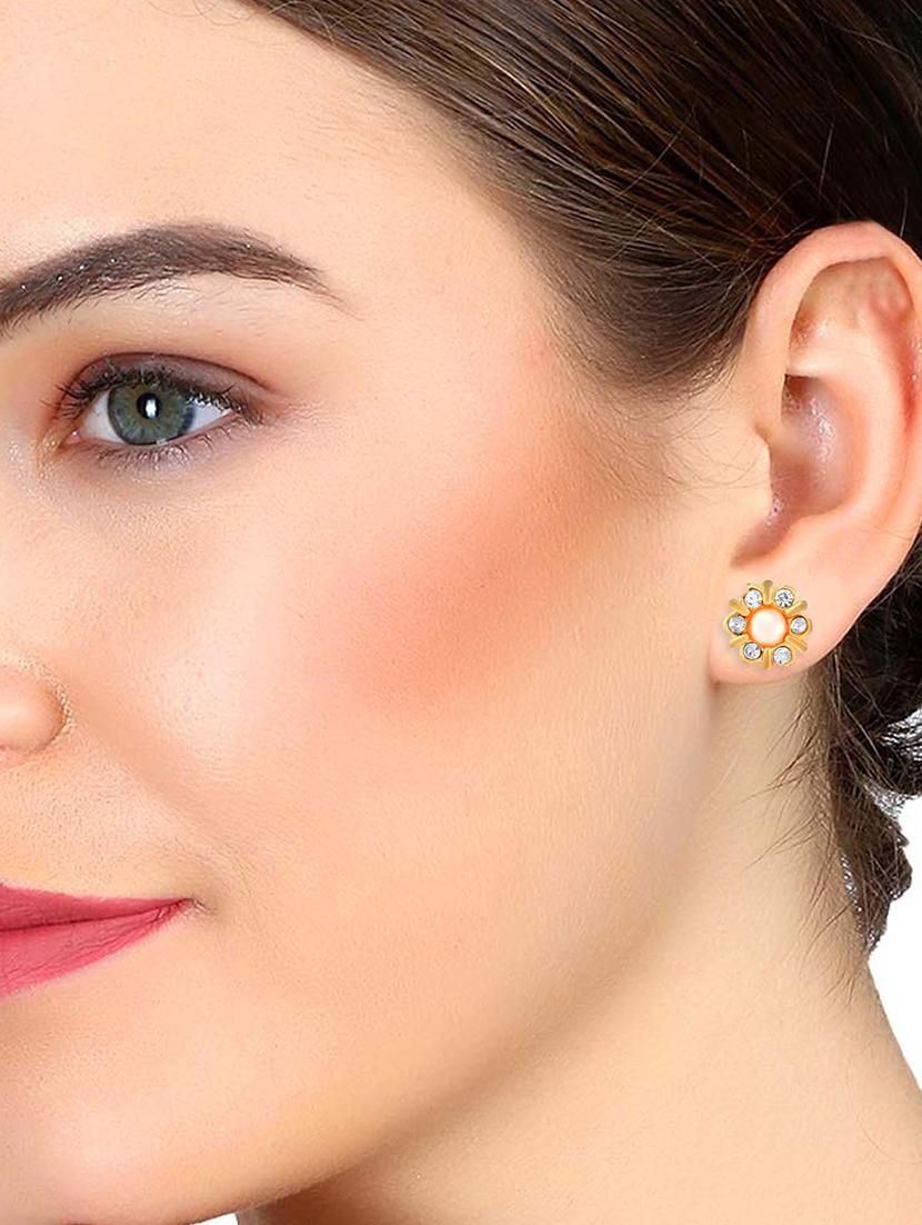 women gold plated stud earring - 18534252 - Standard Image - 2