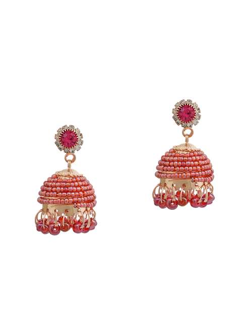 women pink jhumka earrings  - 18534270 -  Standard Image - 0