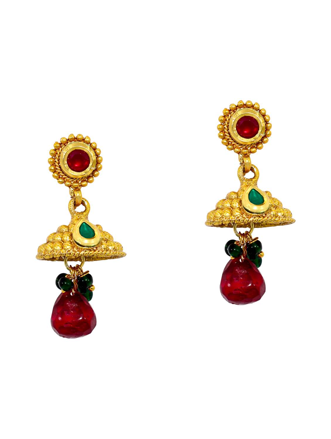 women golden jhumka earring 