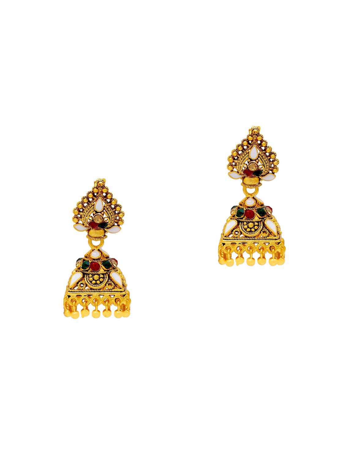 women golden jhumka earring 