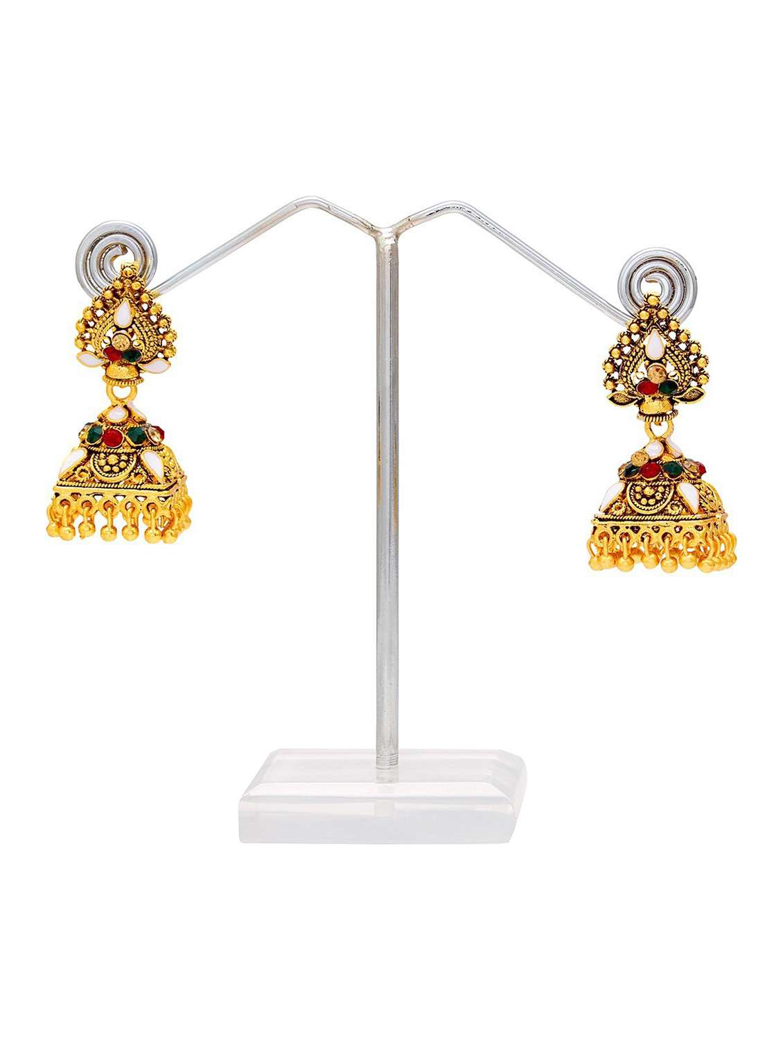 women golden jhumka earring  - 18534303 -  Standard Image - 2