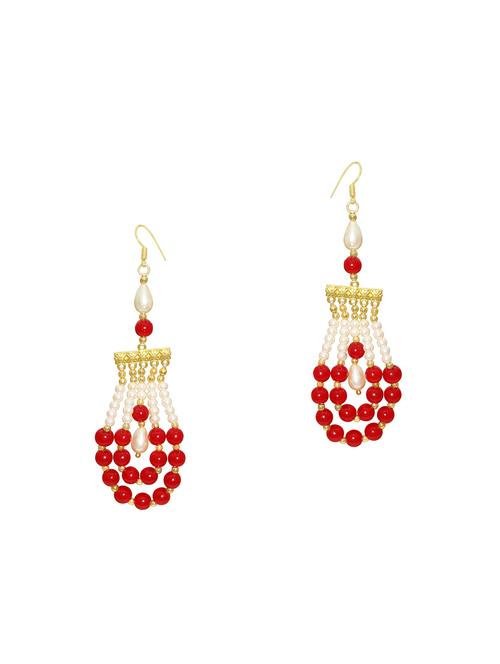 women white & red pearl drop earring  - 18534311 -  Standard Image - 0