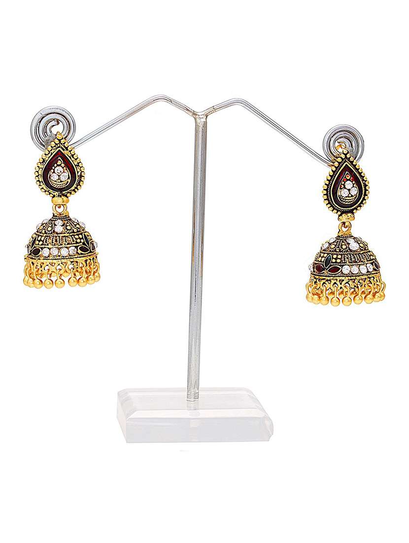 Women Golden Jhumka Earring - 18534324 -  Standard Image - 2