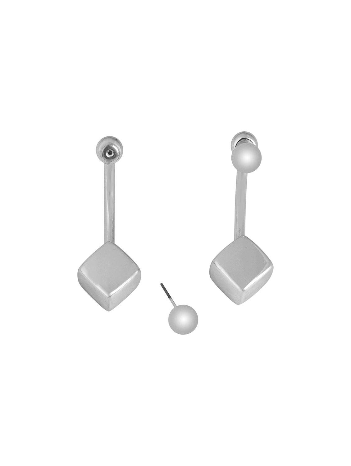 women silver drop earring - 18534335 - Standard Image - 2