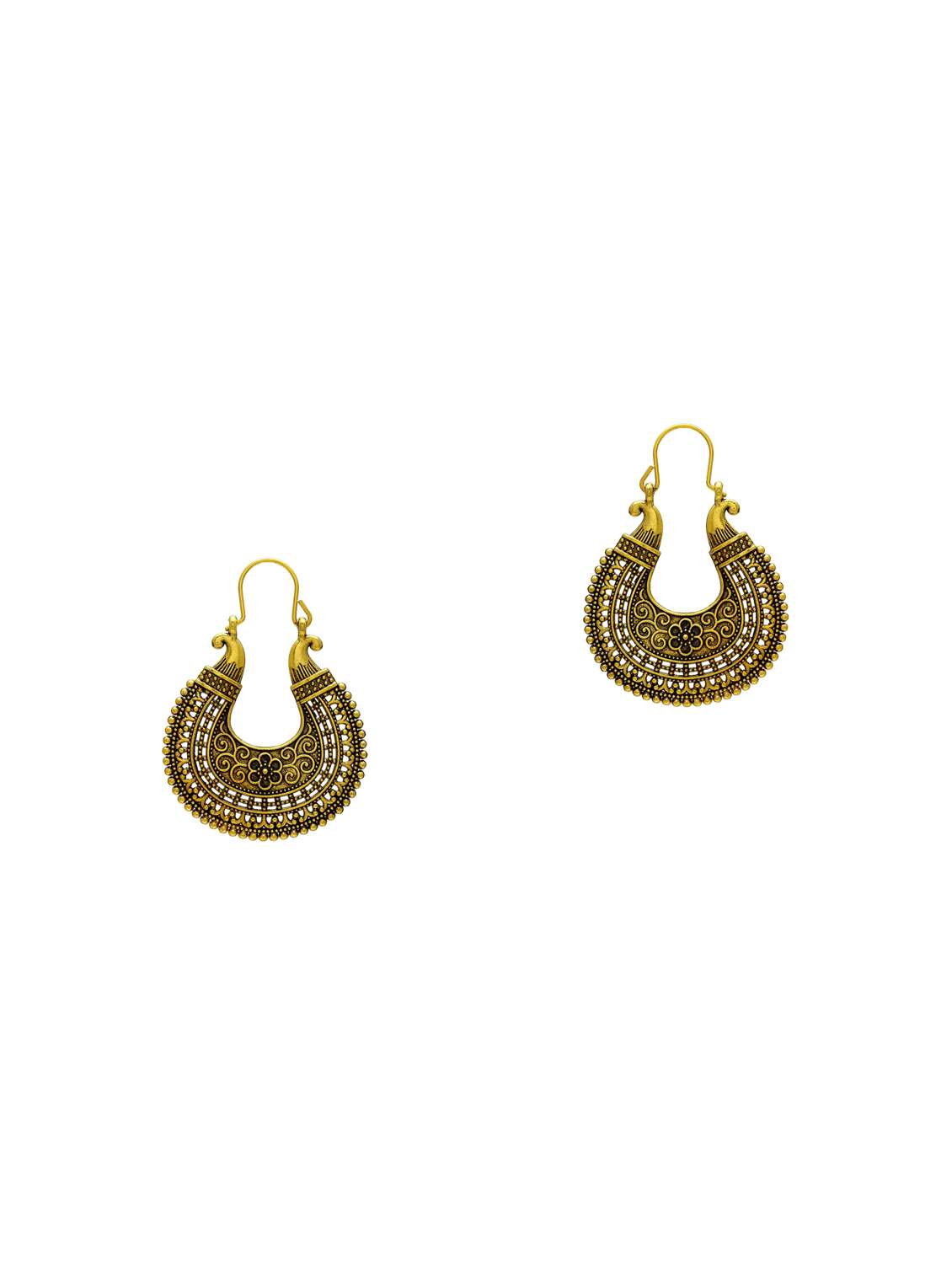 women gold brass chandbali earring 