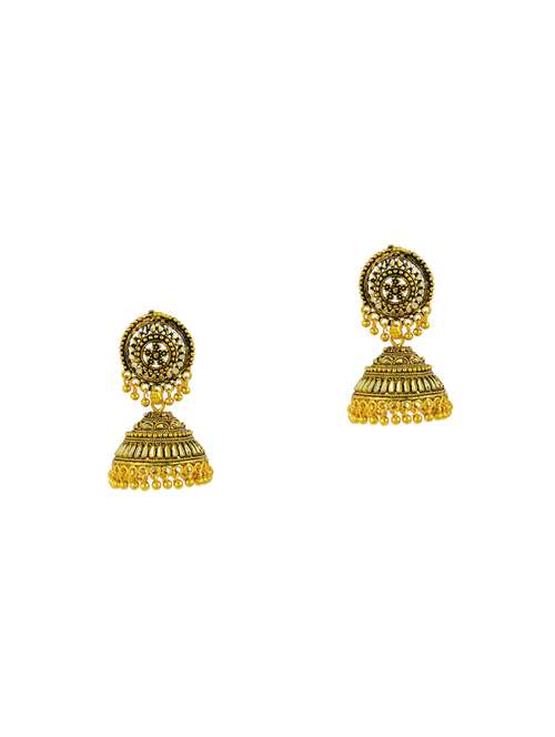 women gold plated jhumka earring - 18534399 - Standard Image - 0