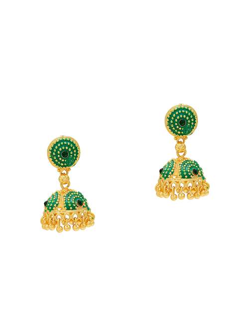women green meenakari jhumka earring  - 18534400 -  Standard Image - 0