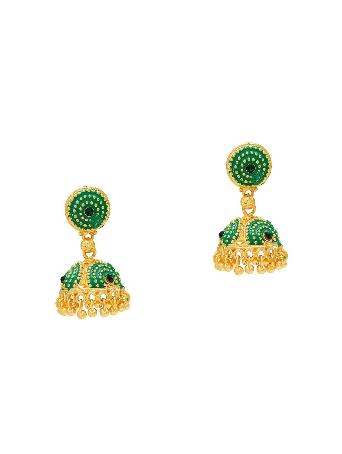 women green meenakari jhumka earring 