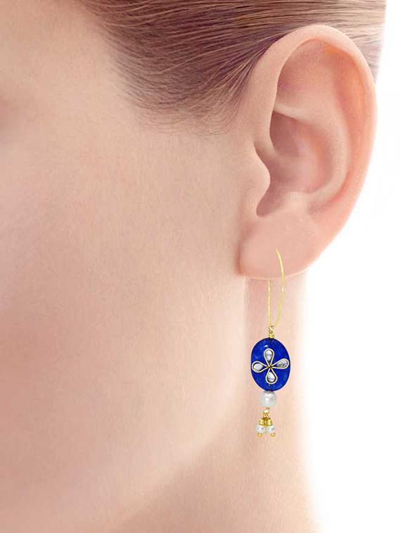 blue brass hoop earring - 18534453 - Standard Image - 2