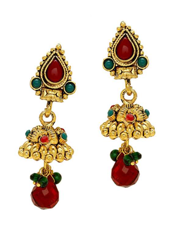 gold brass jhumka earring