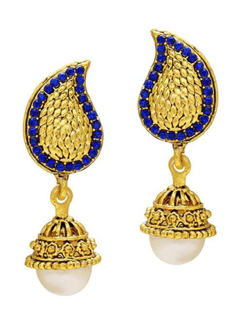 gold brass jhumka earring - 18534514 -  Standard Image - 0