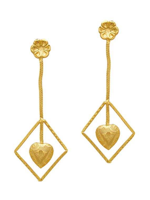 gold brass drop earring - 18534531 - Zoom Image - 0