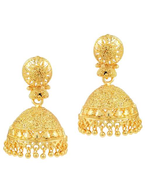 gold brass jhumka earring - 18534541 -  Standard Image - 0