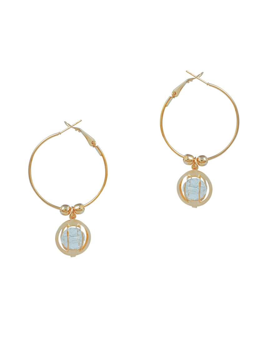 round cage white cz entrapped gold plated hoop earrings