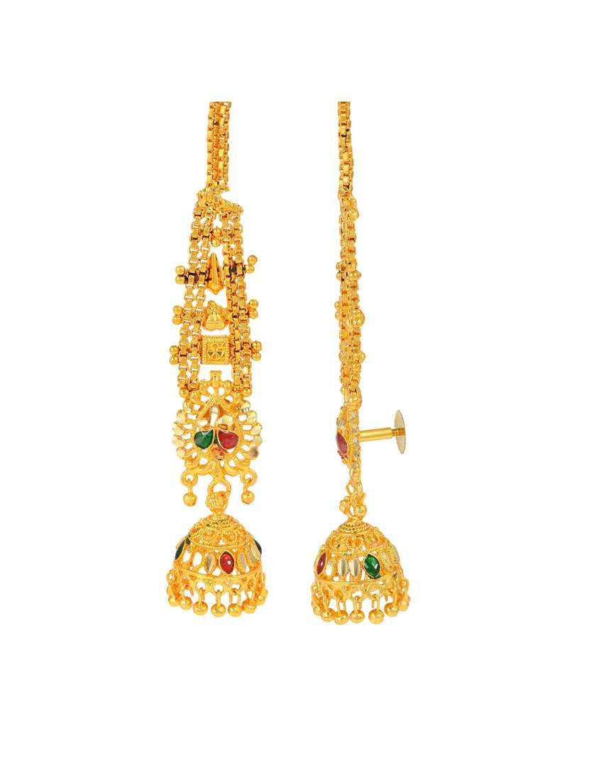gold plated ethnic long patta earwire jhumki earrings - 18535453 -  Standard Image - 2