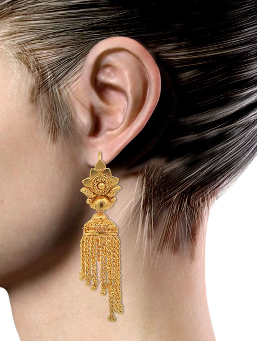 gold plated drop earring  - 18535471 -  Standard Image - 2