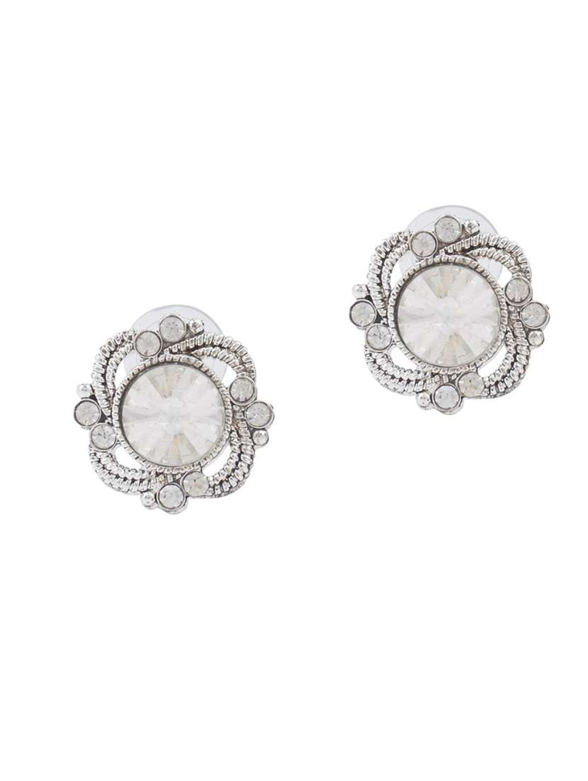 silver brass stud earring
