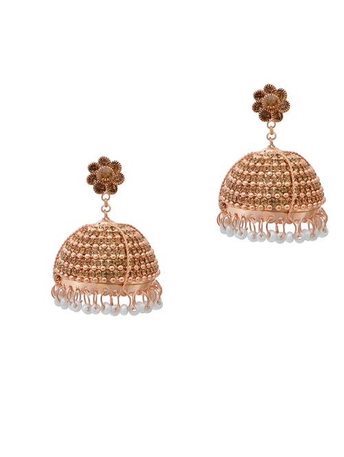 pink brass jhumka earring - 18535496 -  Standard Image - 0