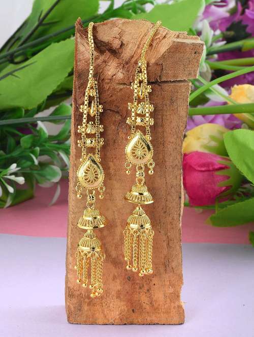 gold plated drop earring - 18535521 - Standard Image - 0