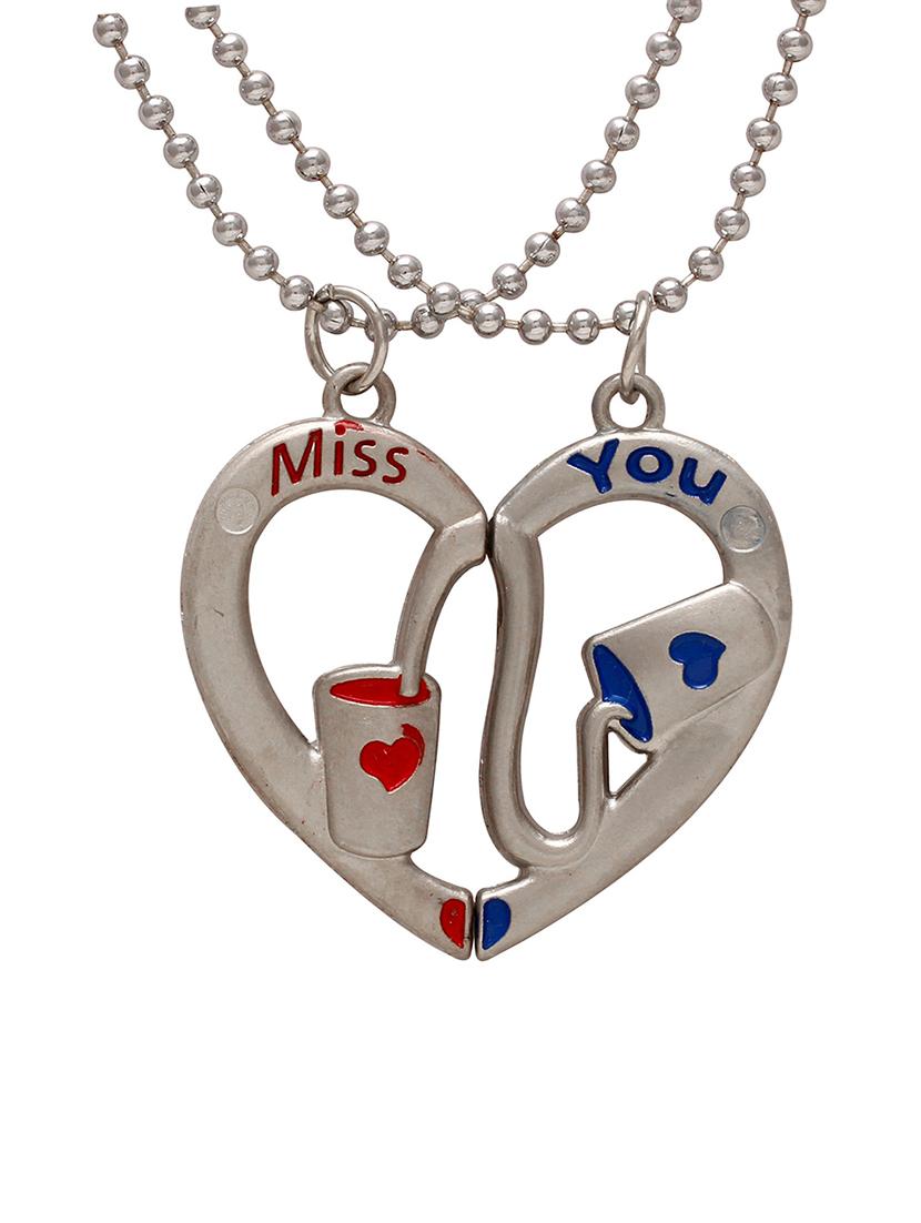 steel two parts heart chain pendant necklace - 18536187 - Standard Image - 2