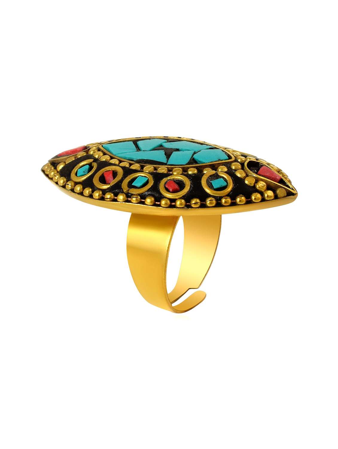 multi colored brass finger  ring
