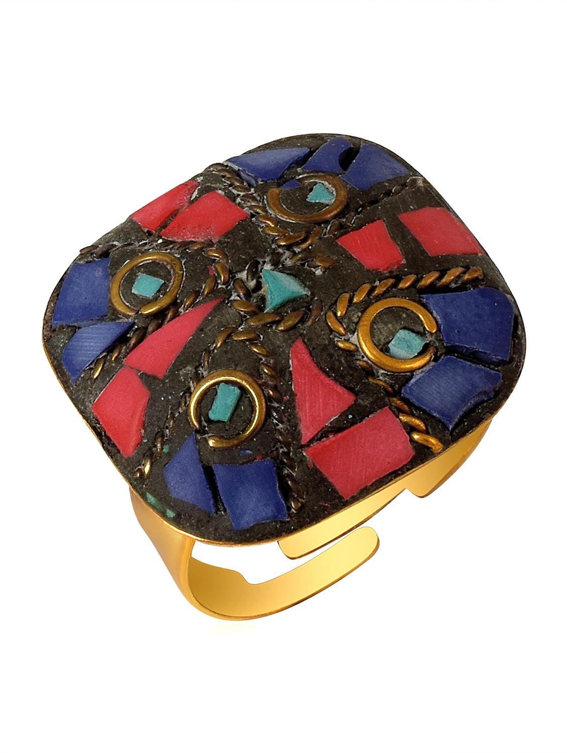 multi colored brass finger ring - 18536931 - Standard Image - 2