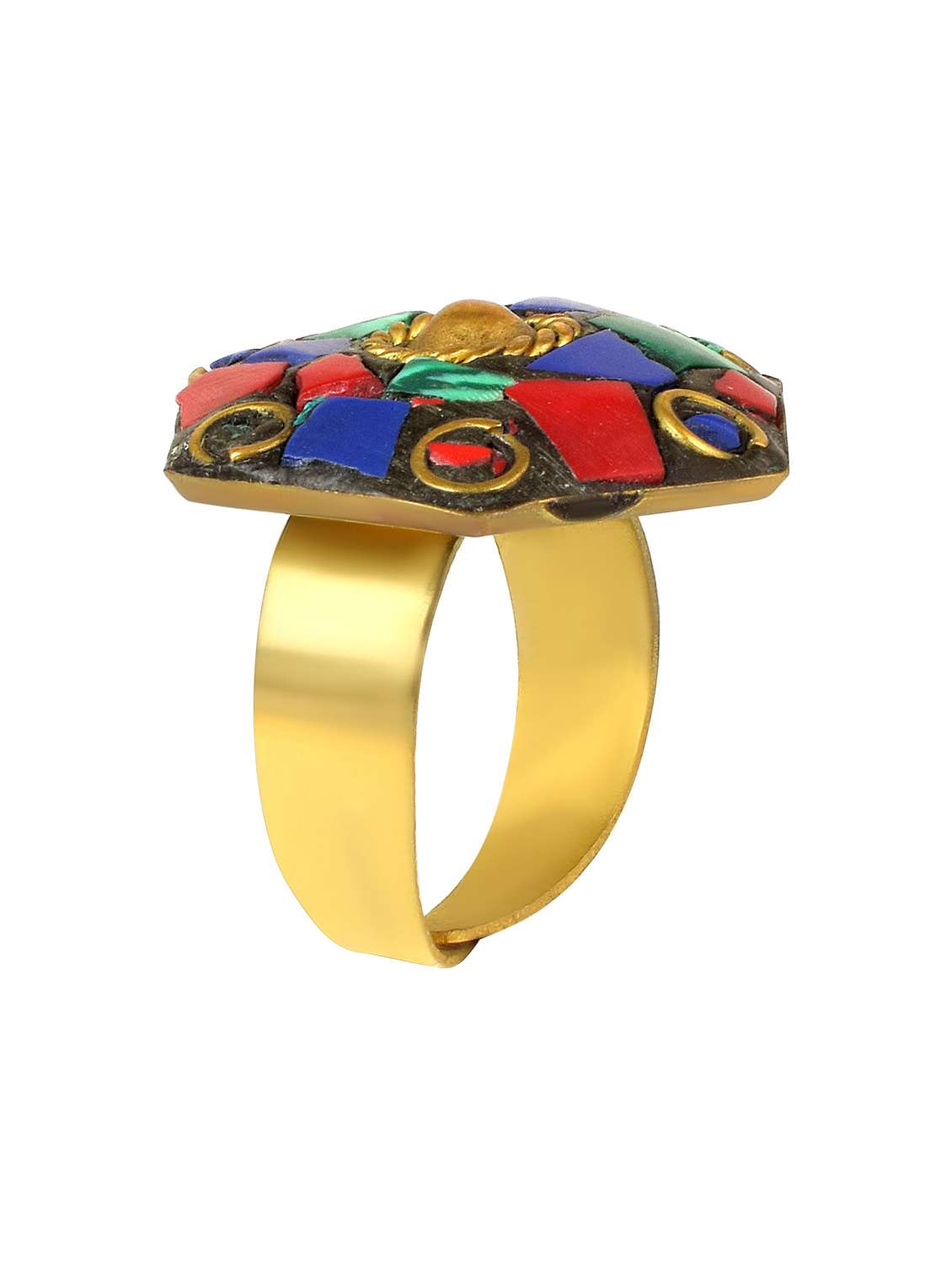 multi colored brass finger  ring