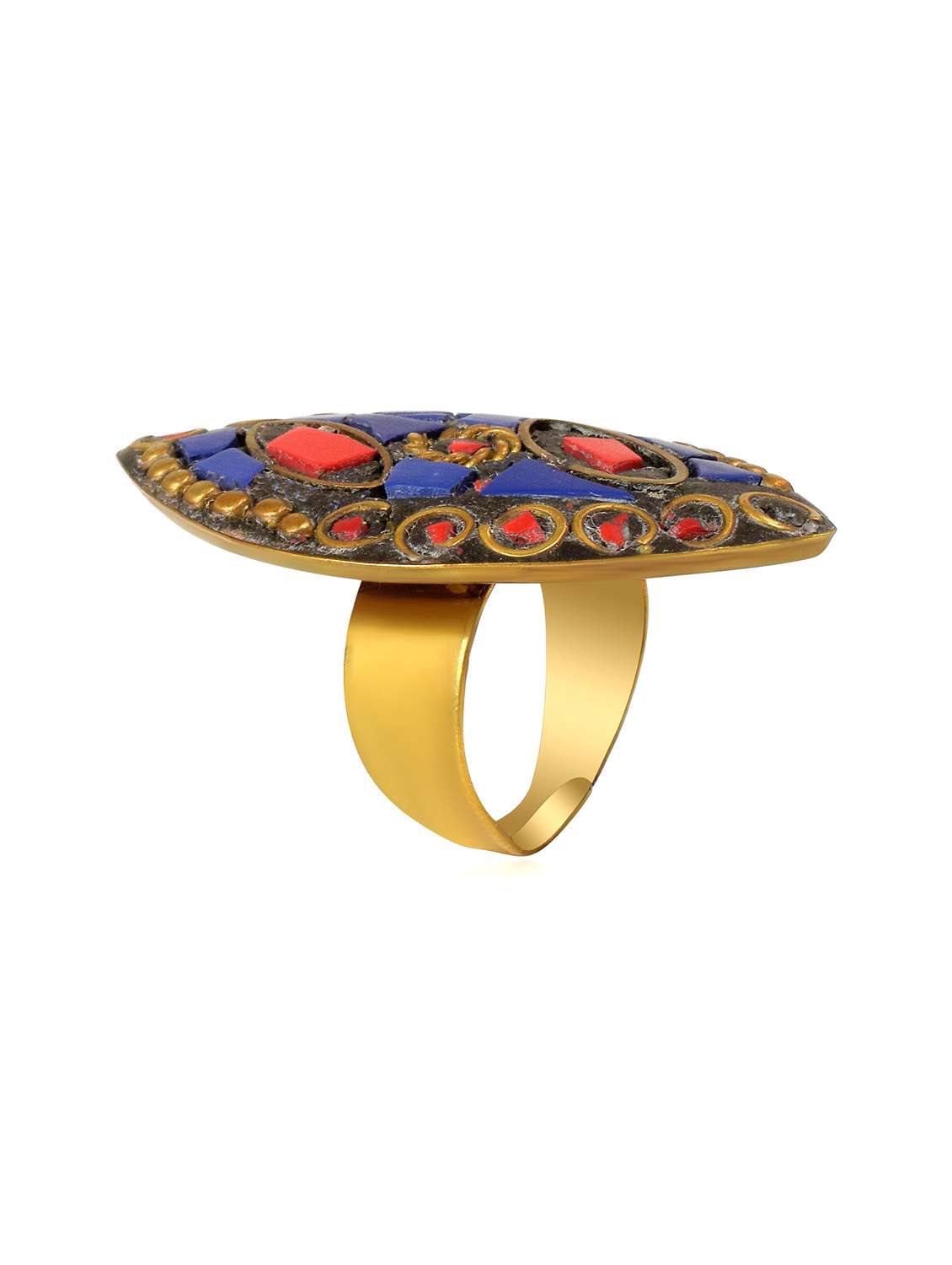 multi colored brass finger  ring