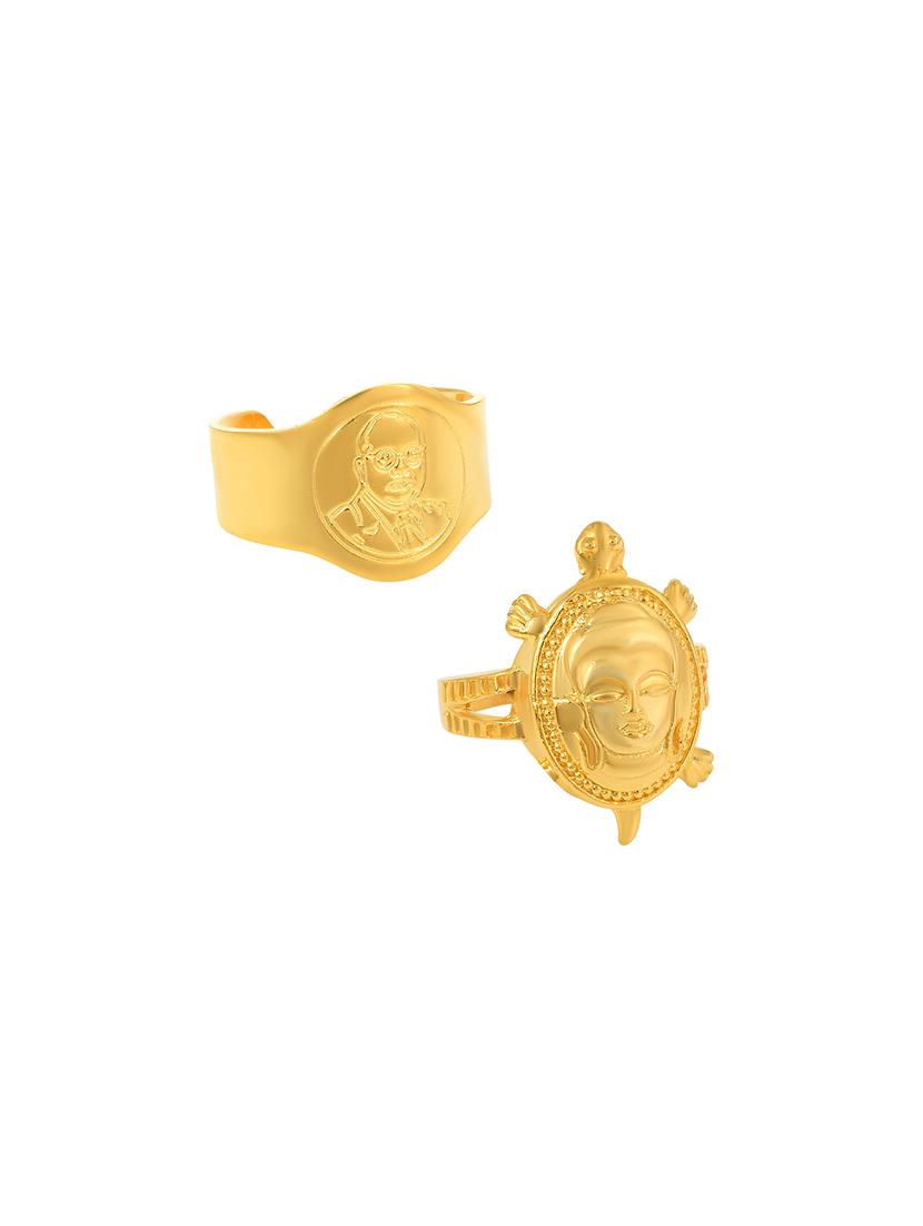 gold pleated set of 2 rings - 18537196 - Standard Image - 2