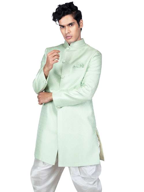 self designed silk blend ethnic wear sherwani set - 18537587 -  Standard Image - 0