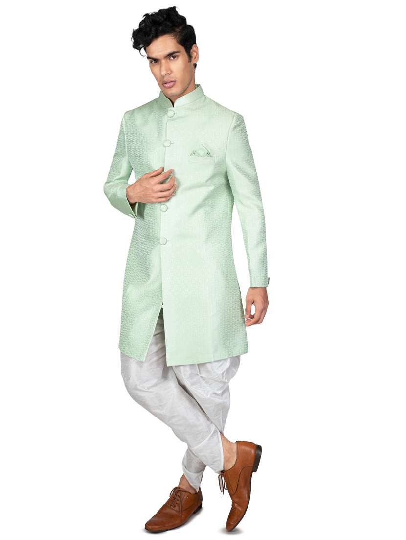 self designed silk blend ethnic wear sherwani set - 18537587 -  Standard Image - 2