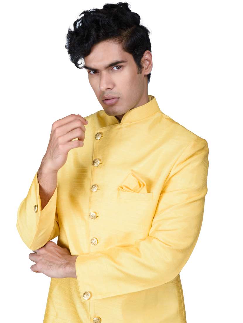 solid silk blend ethnic wear sherwani set - 18537592 -  Standard Image - 2