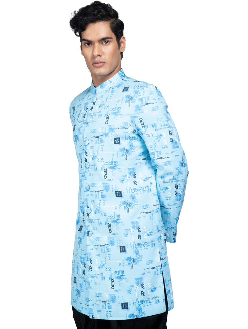 printed silk blend sherwani ethnic wear set - 18537593 -  Standard Image - 2
