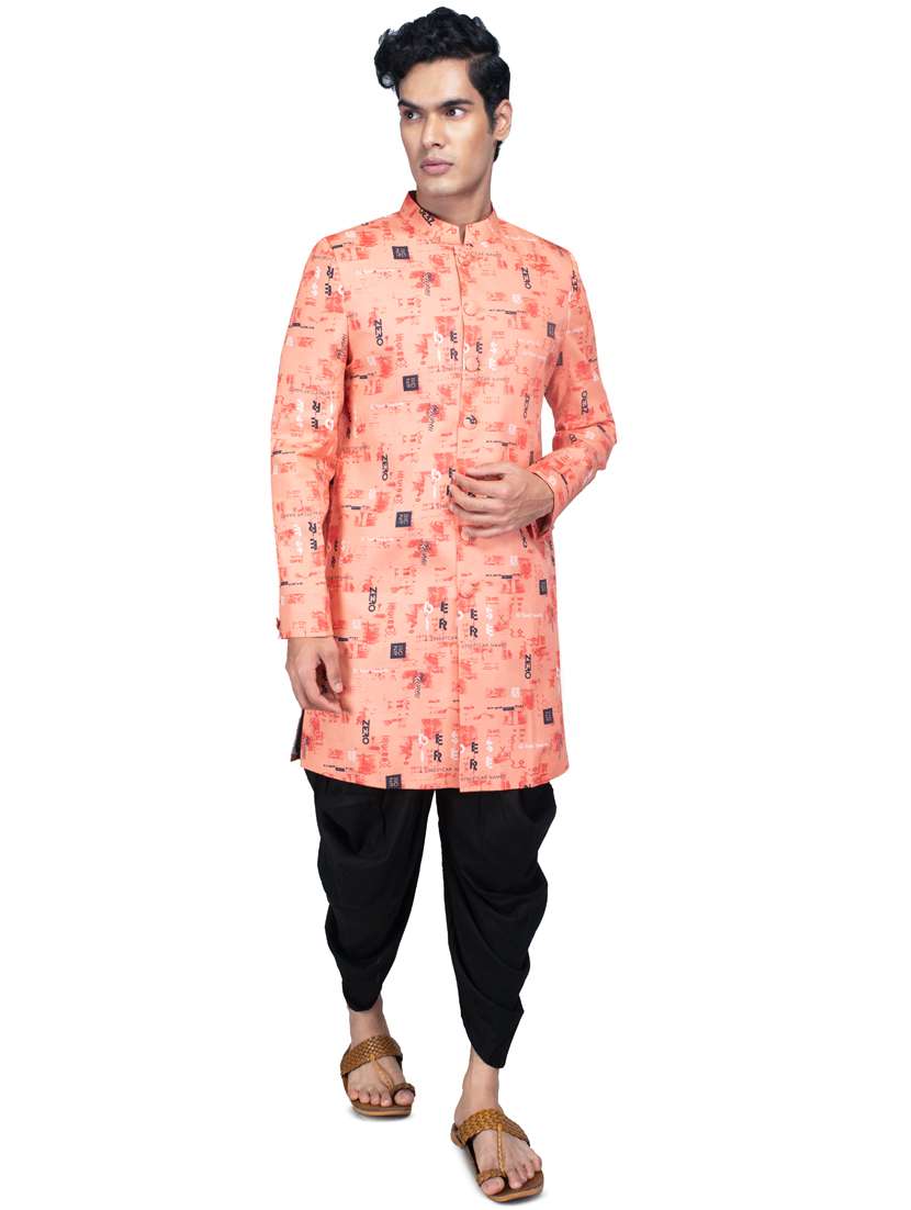 printed silk blend sherwani ethnic wear set - 18537594 -  Standard Image - 2