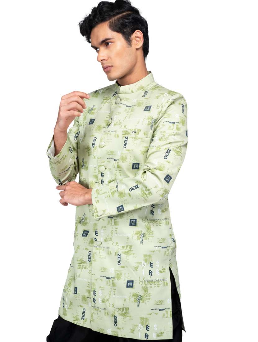 printed silk blend sherwani ethnic wear set - 18537595 -  Standard Image - 2