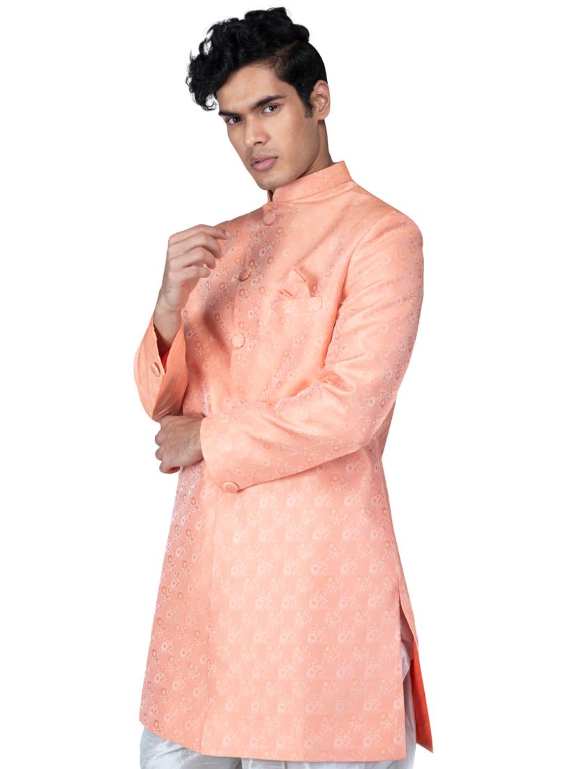 printed silk blend sherwani ethnic wear set - 18537596 - Standard Image - 2