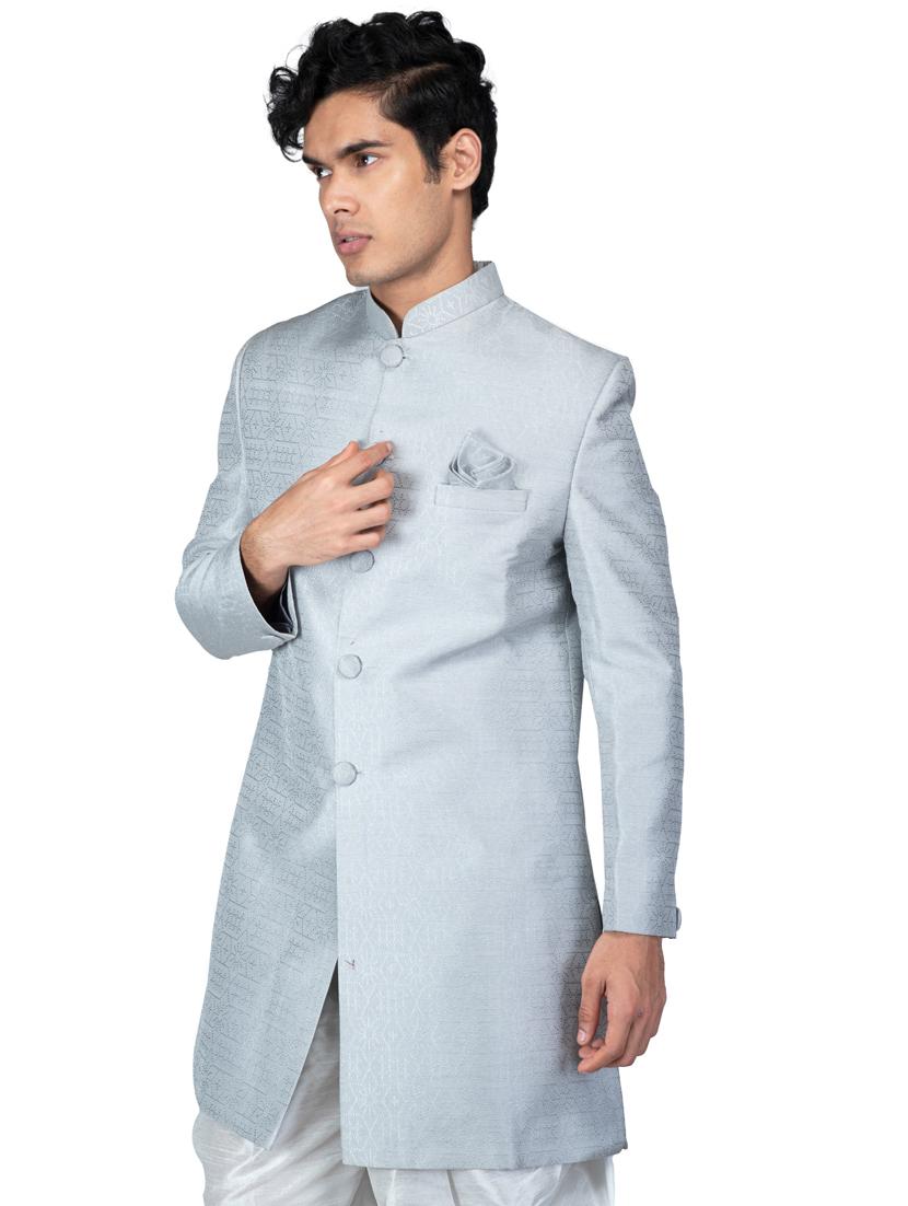 self designed silk blend sherwani ethnic wear set - 18537597 - Standard Image - 2