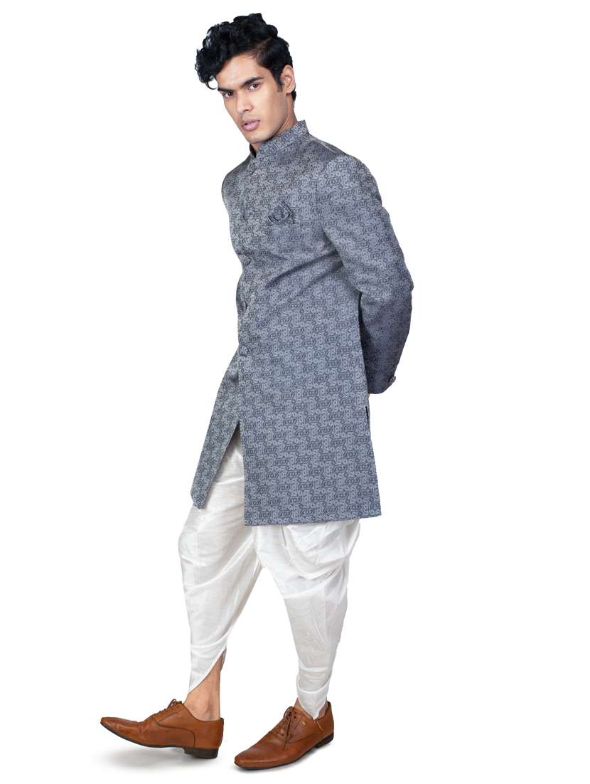 self designed silk blend sherwani ethnic wear set - 18537599 -  Standard Image - 2