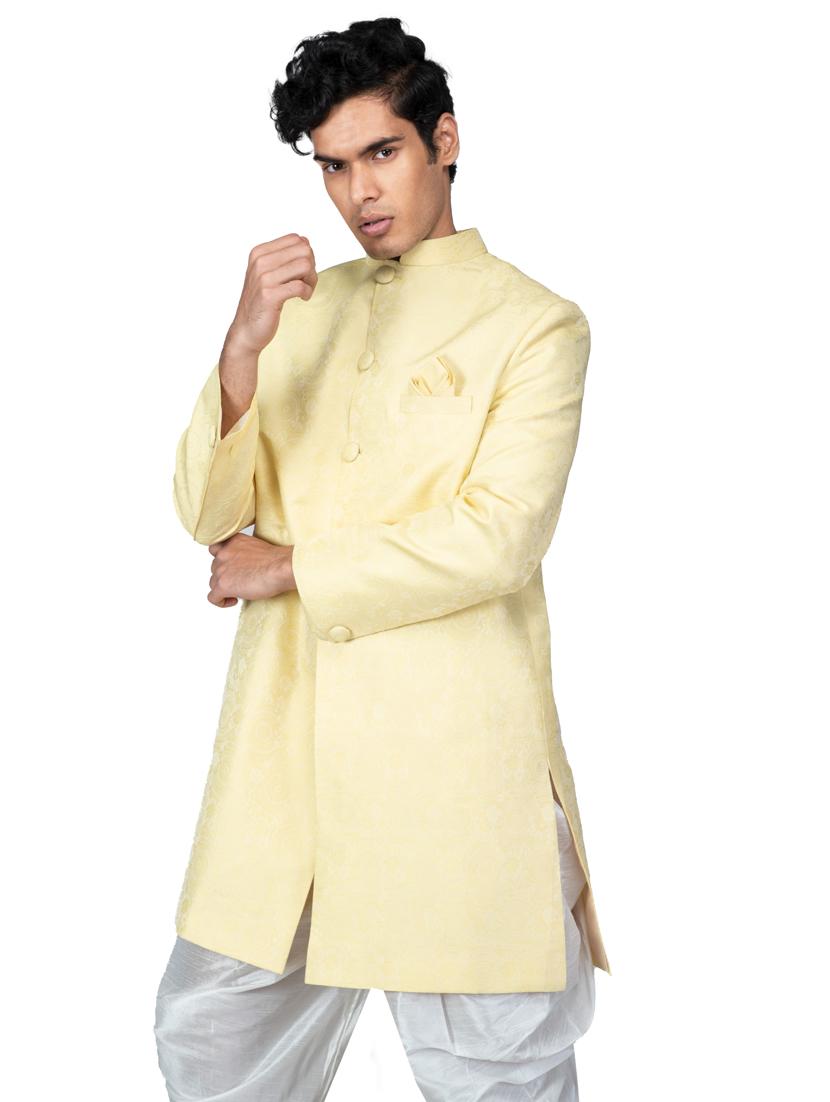 self designed silk blend sherwani ethnic wear set - 18537600 - Standard Image - 2