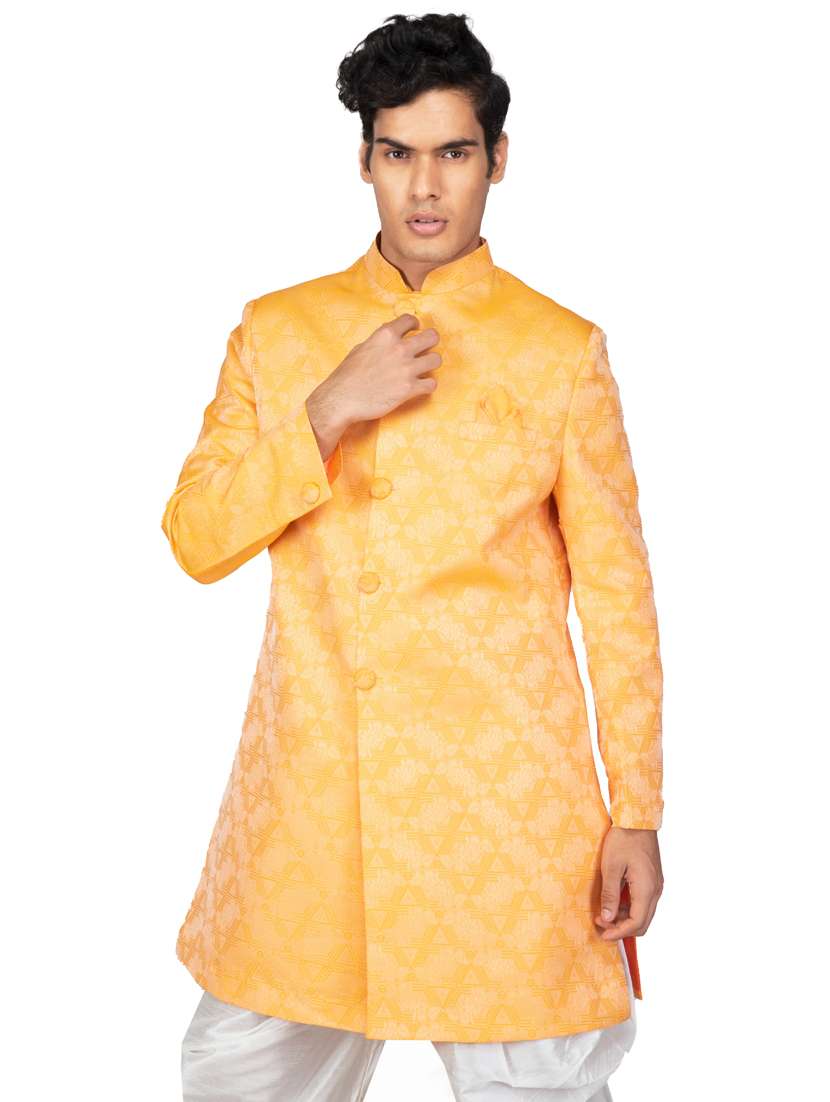 self designed silk blend sherwani ethnic wear set - 18537601 -  Standard Image - 2