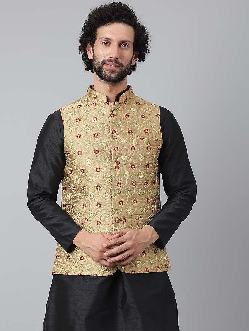 self designed sleeveless nehru jacket