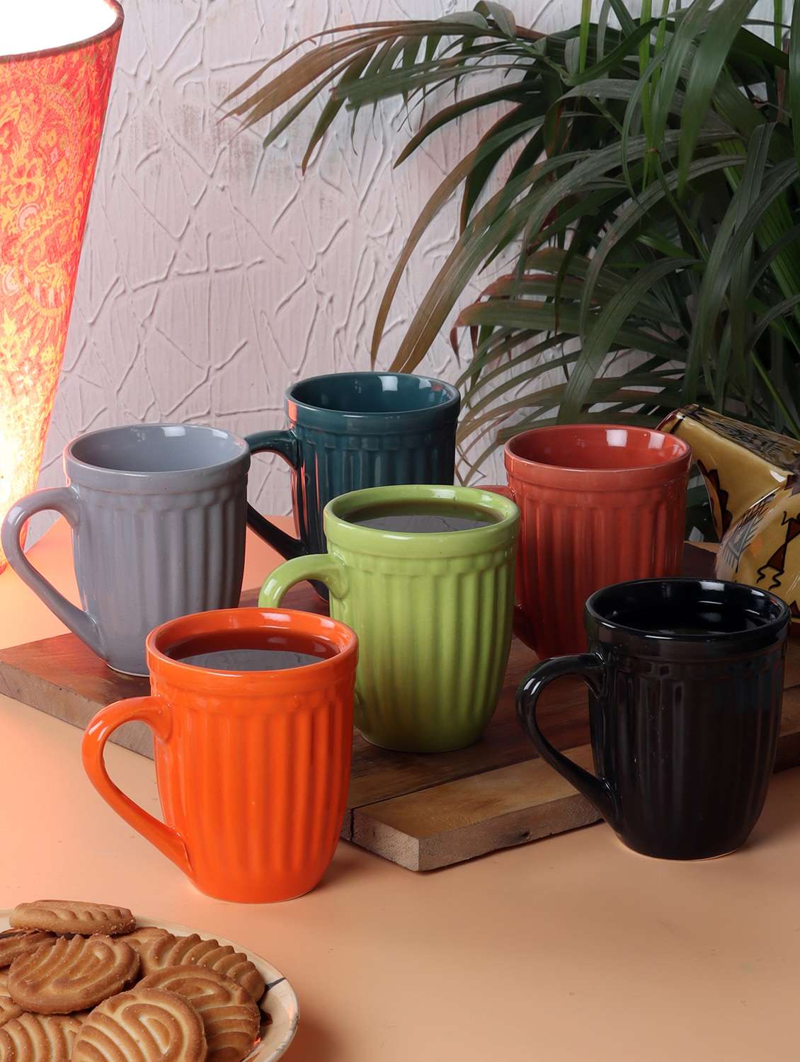 cdi karela shaped multi coloured coffee/milk mugs set of 6