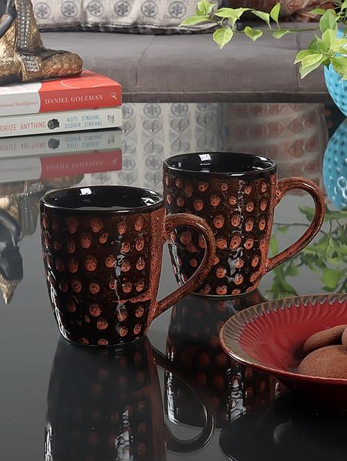 cdi brown & black printed pack of 6 ceramic glossy mugs set - 18538375 -  Standard Image - 0