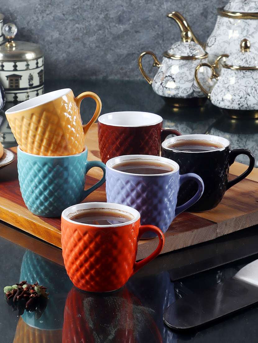 cdi adults multicolored set of 6 solid ceramic glossy cups