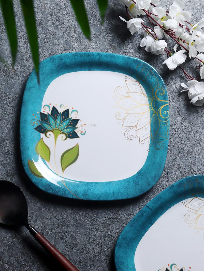 cdi white & green 12 pieces printed melamine glossy plates