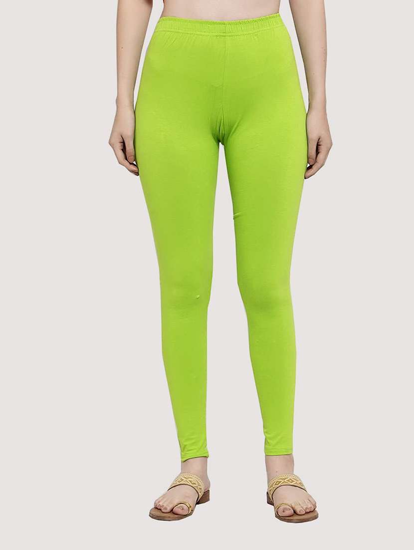 green solid full length legging