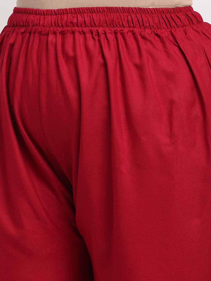 maroon solid flared palazzo - 18539444 - Standard Image - 2